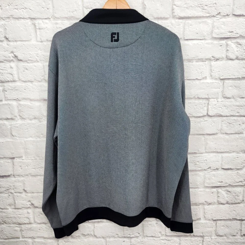 FootJoy Jacquard 1/4 Button Pullover Grey Gray Black Golf Outdoor  Men's XXL